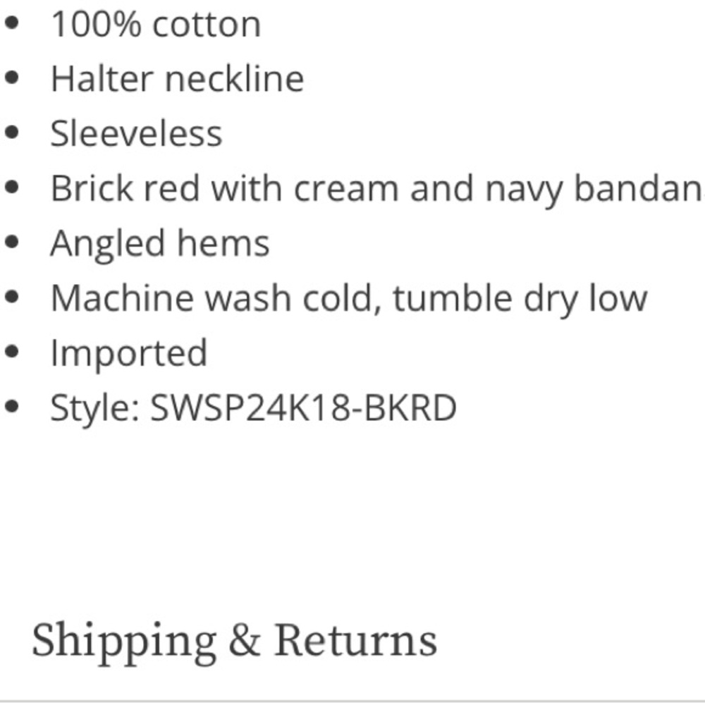 Shyanne Brick Red Bandana Print Western boho Halter Graphic Cotton Tank large - Picture 11 of 11